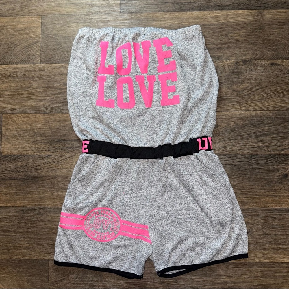 Thrill Gray Pink Athletic One-Piece Romper Relaxed Fit